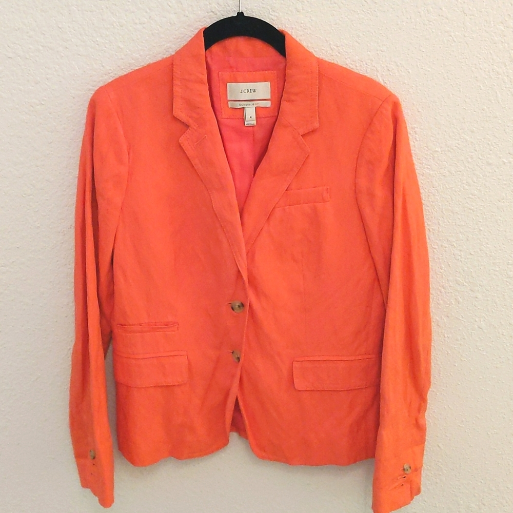 J Crew Coral Schoolboy Blazer